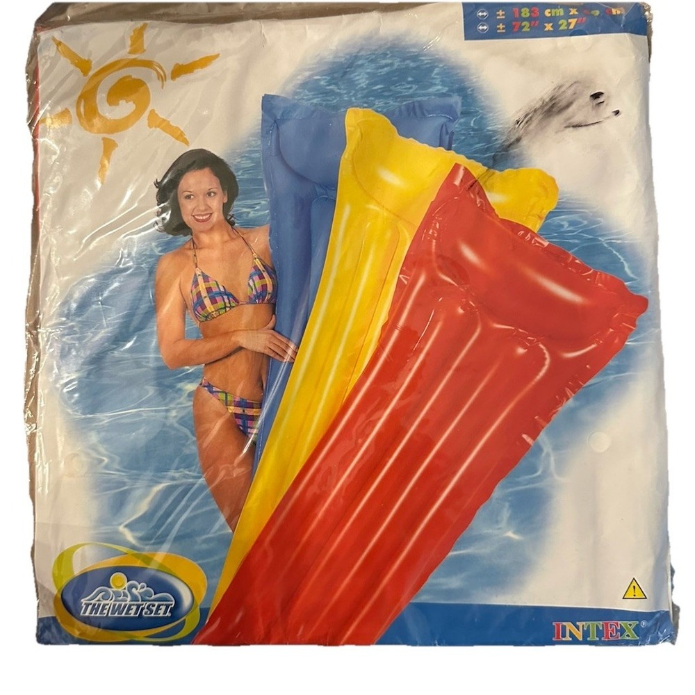 THE WET SET Intex Inflatable Glossy Mat Pool Floating Lounge Red 72x27" NOS 1999
